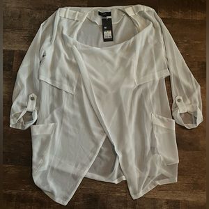 NWT Mossimo Sheer White Flowy Top Size Medium